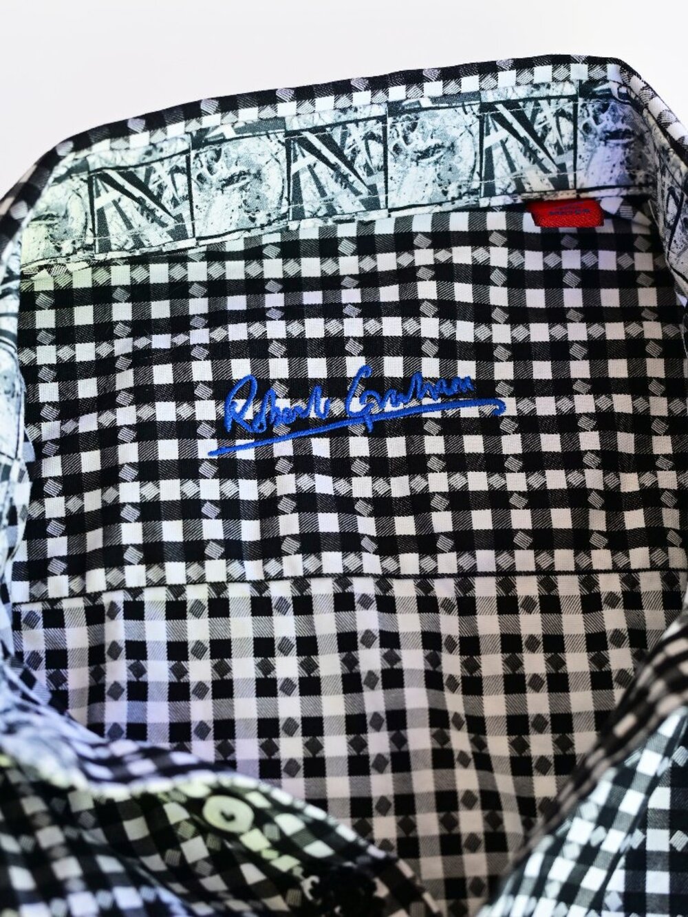 Boys' Like New Robert Graham Black & White Gingham Button-Down -Size 18